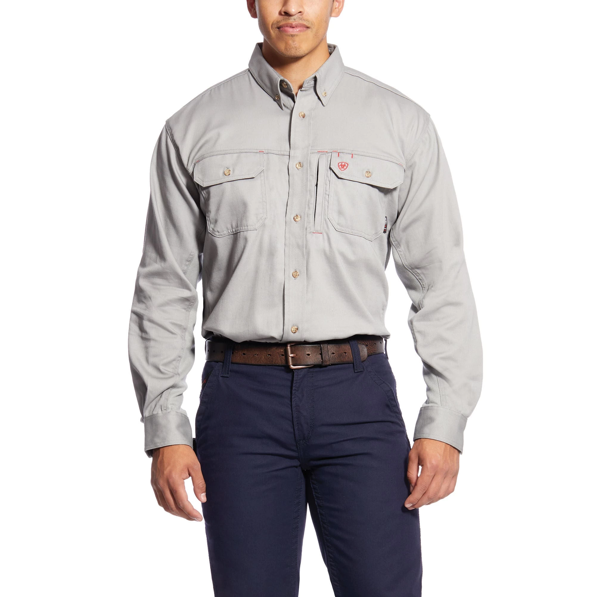Ariat Men's FR Solid Vent Work Shirt - Silver Fox 1 Ariat Men's FR Solid Vent Work Shirt - Silver Fox