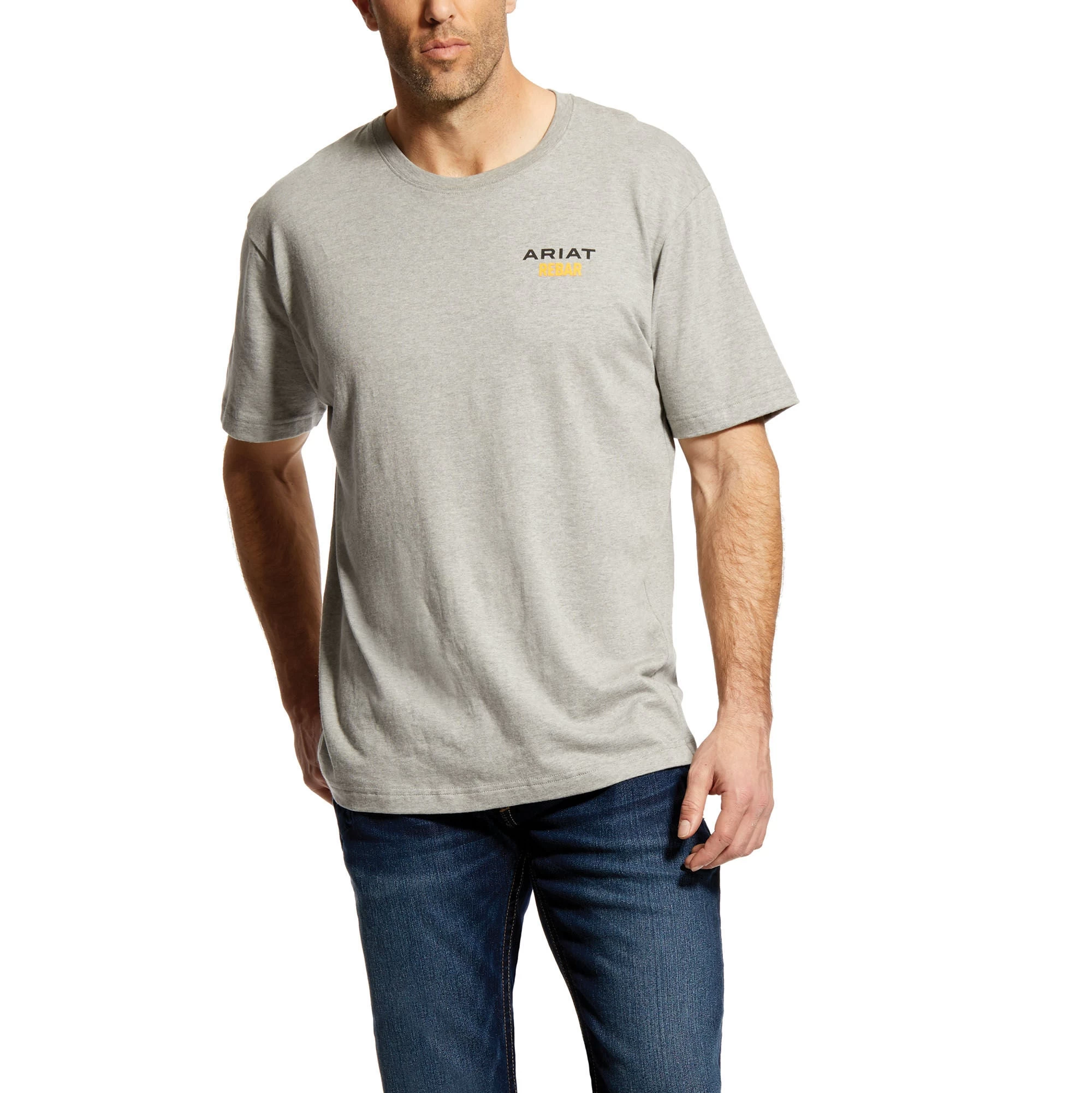 Ariat Men's Rebar Cotton Strong Logo T-Shirt - Heather Grey 1 Ariat Men's Rebar Cotton Strong Logo T-Shirt - Heather Grey
