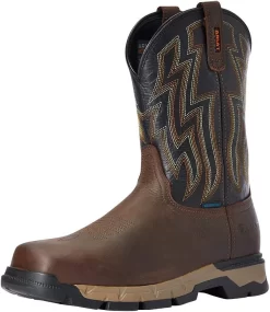 Ariat Mens Rebar Flex Western Waterproof Work Boot Marron Foncé/Noir 10.5