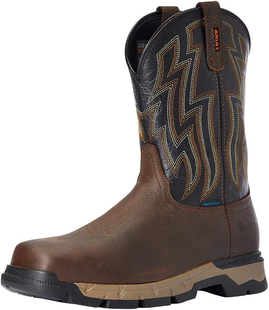 Ariat Mens Rebar Flex Western Waterproof Work Boot Marron Foncé/Noir 10.5 1 Ariat Mens Rebar Flex Western Waterproof Work Boot Marron Foncé/Noir 10.5