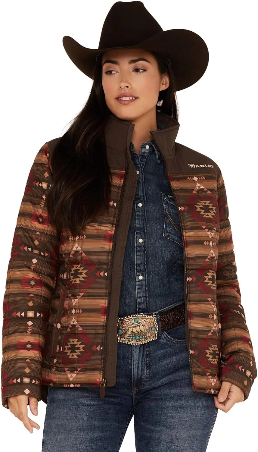 ARIAT Femmes R.E.A.L. Crius Southwestern Stripe Canyonlands Print Veste Marron Medium US 1 ARIAT Femmes R.E.A.L. Crius Southwestern Stripe Canyonlands Print Veste Marron Medium US