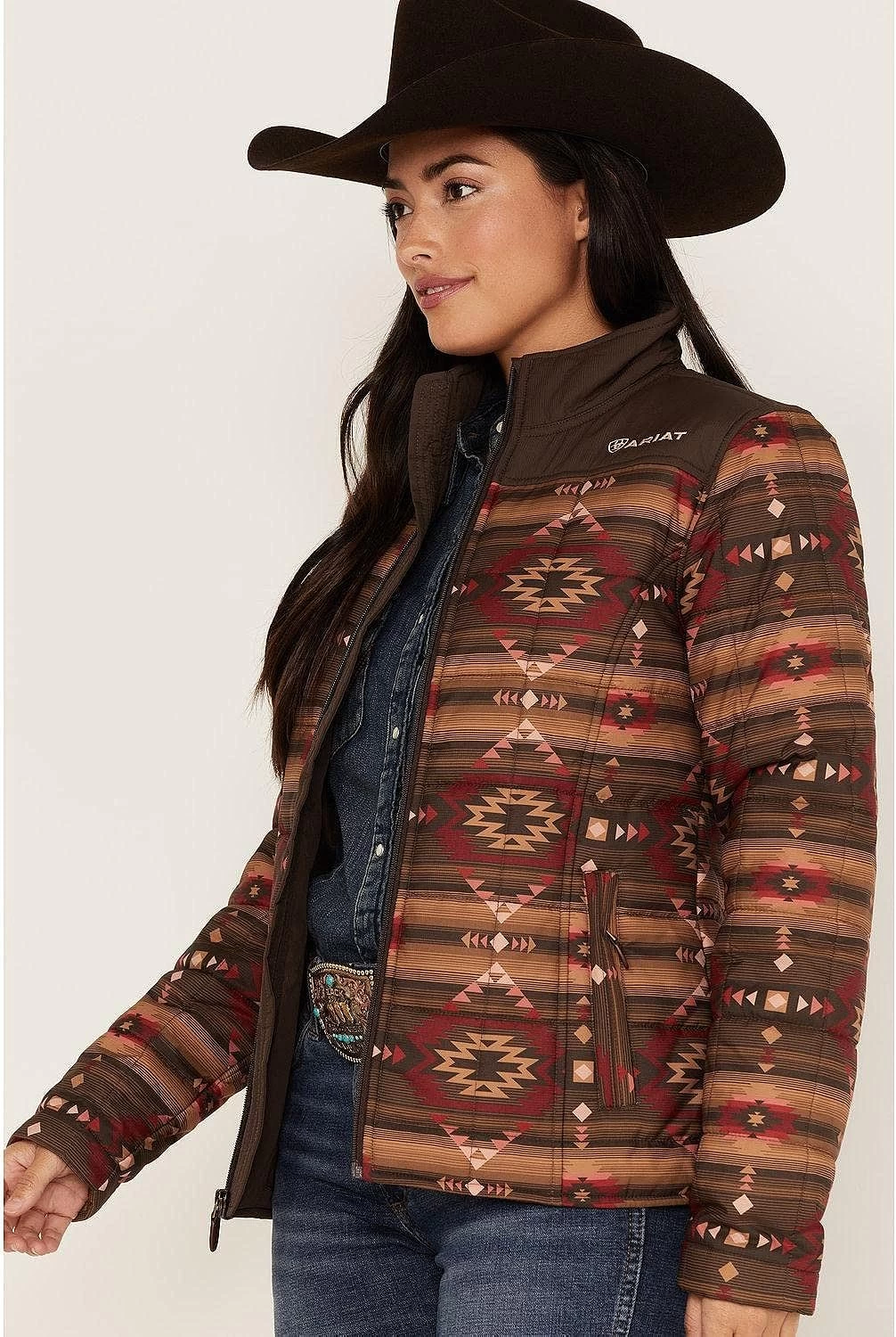 ARIAT Femmes R.E.A.L. Crius Southwestern Stripe Canyonlands Print Veste Marron Medium US 2 ARIAT Femmes R.E.A.L. Crius Southwestern Stripe Canyonlands Print Veste Marron Medium US – Image 2