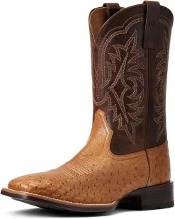 ARIAT Hommes Nuit Vie Ultra Autruche Carré Toe Cowboy Boot Ranger Sqo/Beam BRN