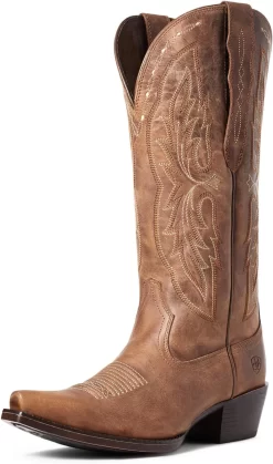 Ariat Women's Heritage Treasured Tan Elastic Wide Calf X-Toe Western Boots